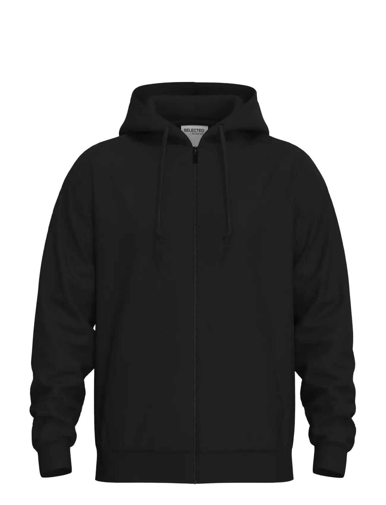 Selected SLHRELAXLUKE LS FULL ZIP HOODIE - Kläder - BLACK / black