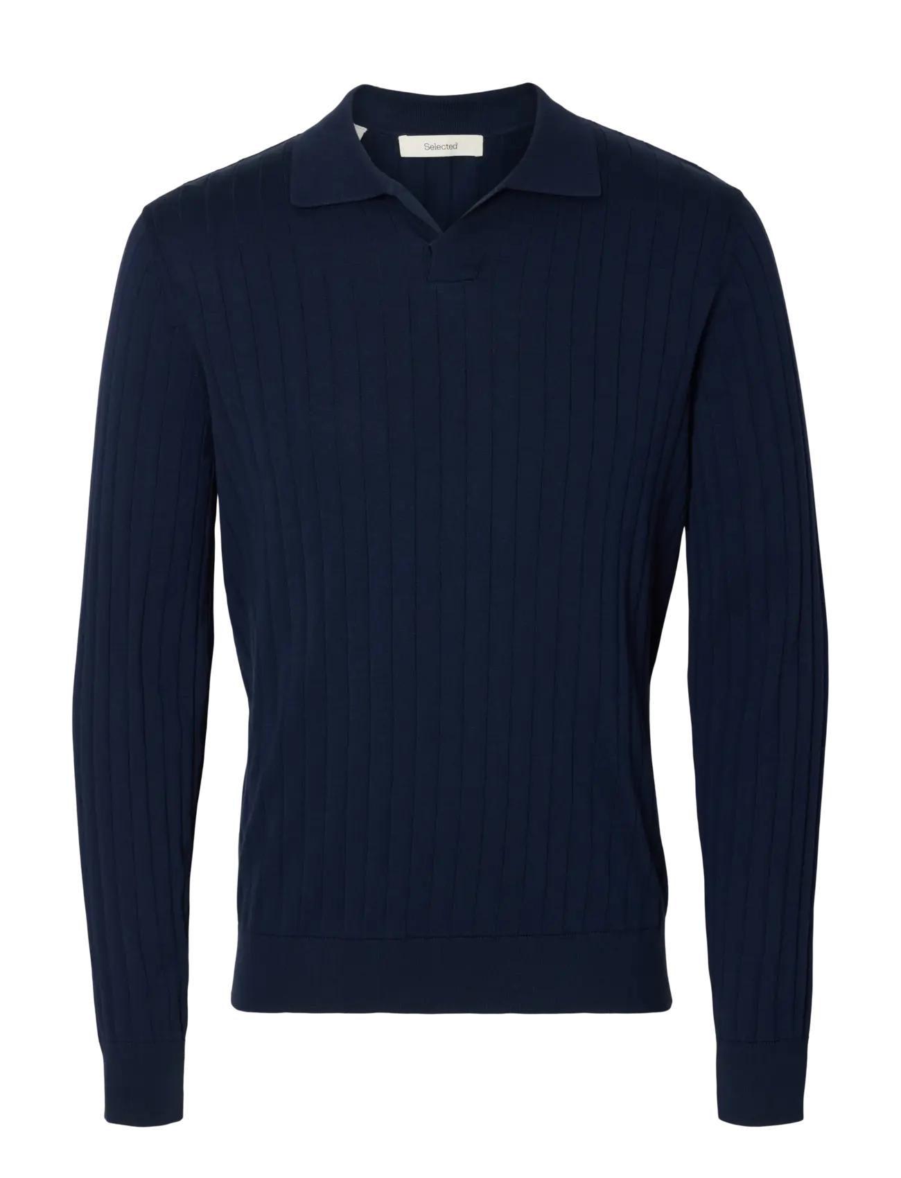 Selected SLHTORINO LS KNIT OPEN STITCH POLO - Strickmode - NAVY BLAZER / navy