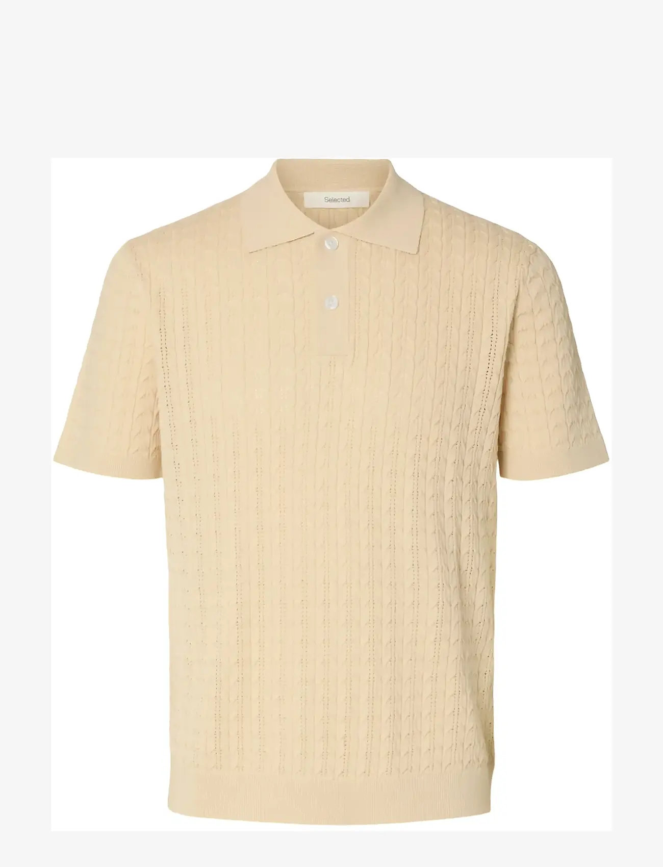 Selected - SLHMATTIS SS KNIT NEW CABLE POLO - kurzärmelig - angora - 1