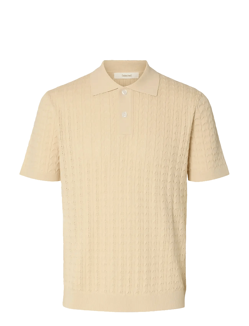 Selected - SLHMATTIS SS KNIT NEW CABLE POLO - kurzärmelig - angora - 1