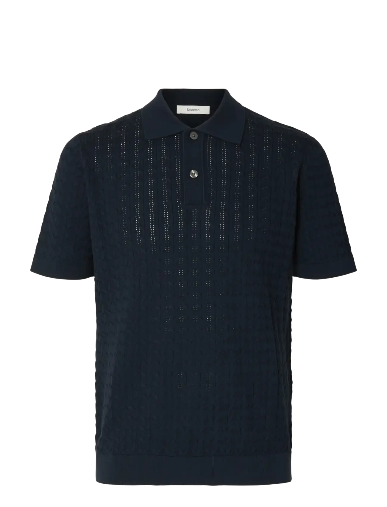 Selected SLHMATTIS SS KNIT NEW CABLE POLO - Pikéer - SKY CAPTAIN / navy