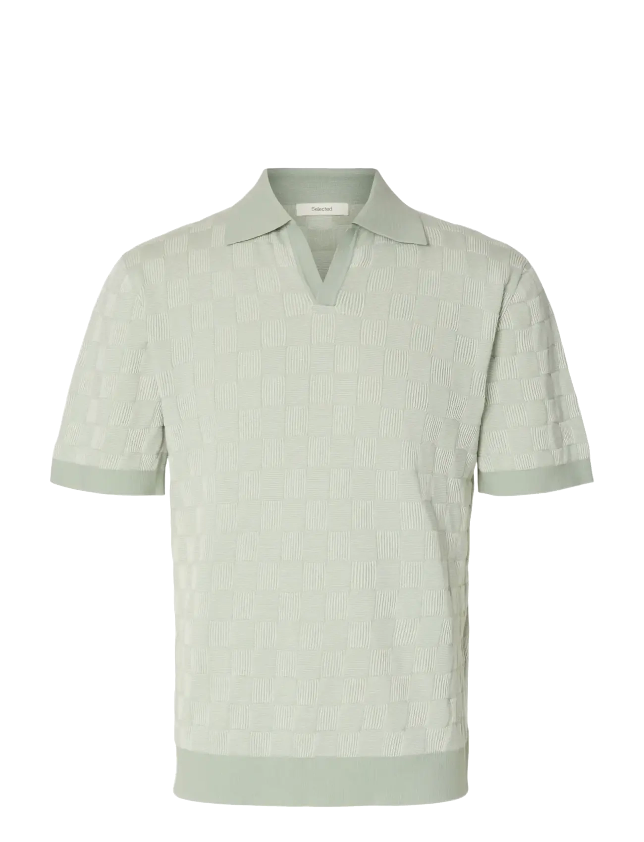 Selected SLHMILAS SS KNIT RELAXED COLOR OPEN POLO - Swetry - AQUA GRAY / green