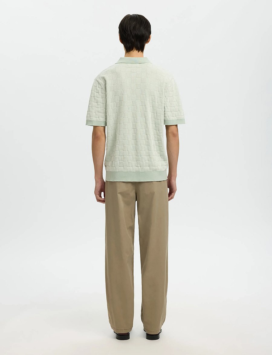 Selected - SLHMILAS SS KNIT RELAXED COLOR OPEN POLO - polos en tricot - aqua gray - 2