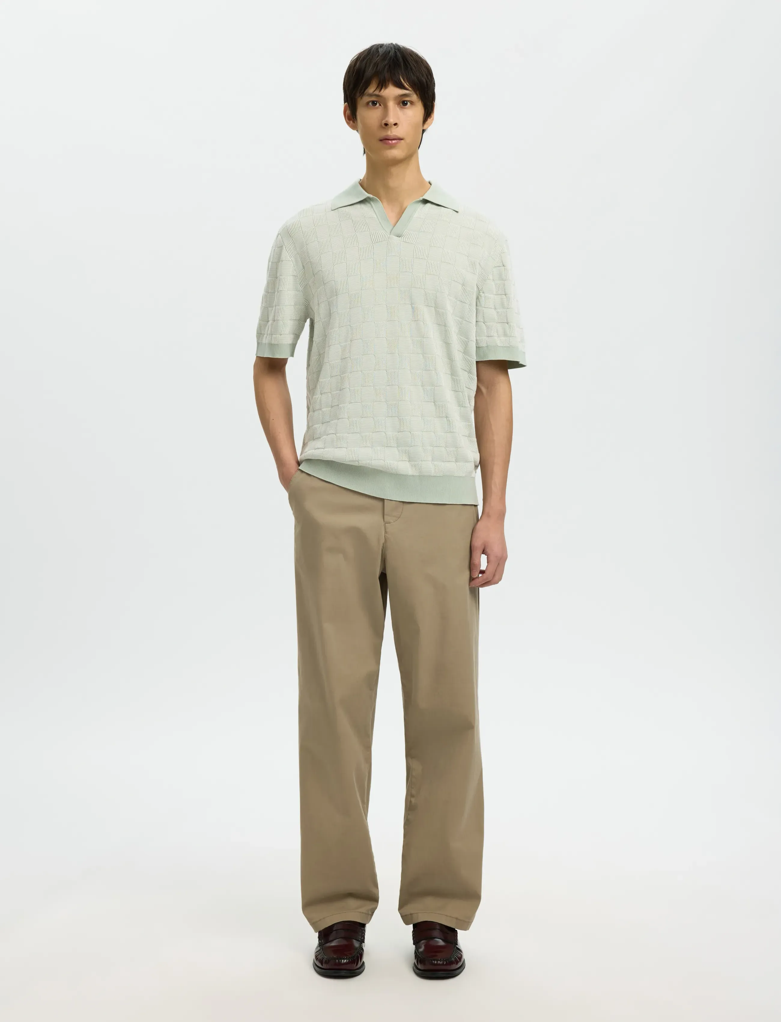 Selected - SLHMILAS SS KNIT RELAXED COLOR OPEN POLO - shop efter anledning - aqua gray - 3