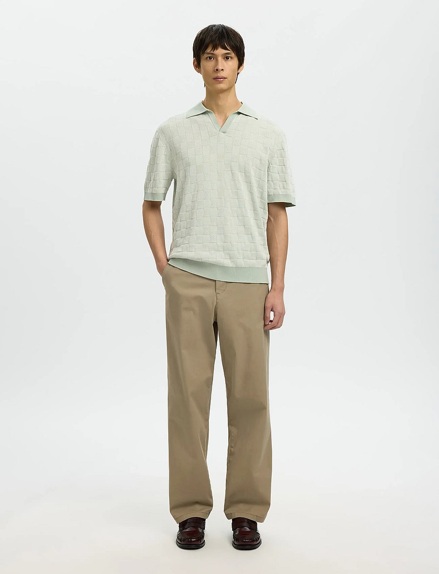 Selected - SLHMILAS SS KNIT RELAXED COLOR OPEN POLO - polos en tricot - aqua gray - 3