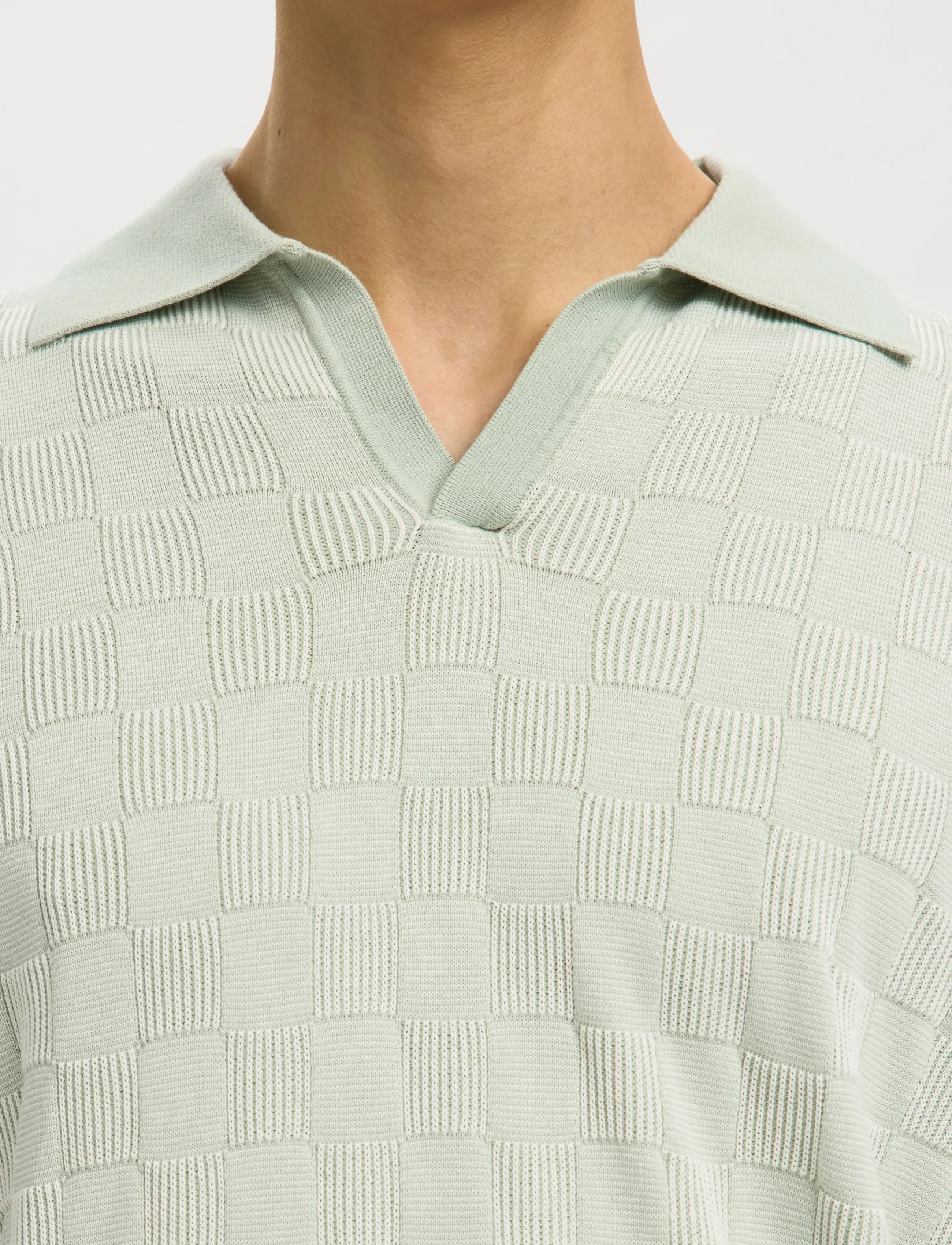 Selected - SLHMILAS SS KNIT RELAXED COLOR OPEN POLO - shop efter anledning - aqua gray - 4