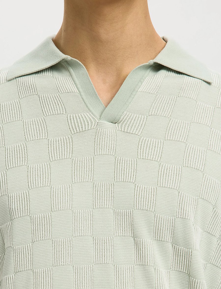 Selected - SLHMILAS SS KNIT RELAXED COLOR OPEN POLO - polos en tricot - aqua gray - 4