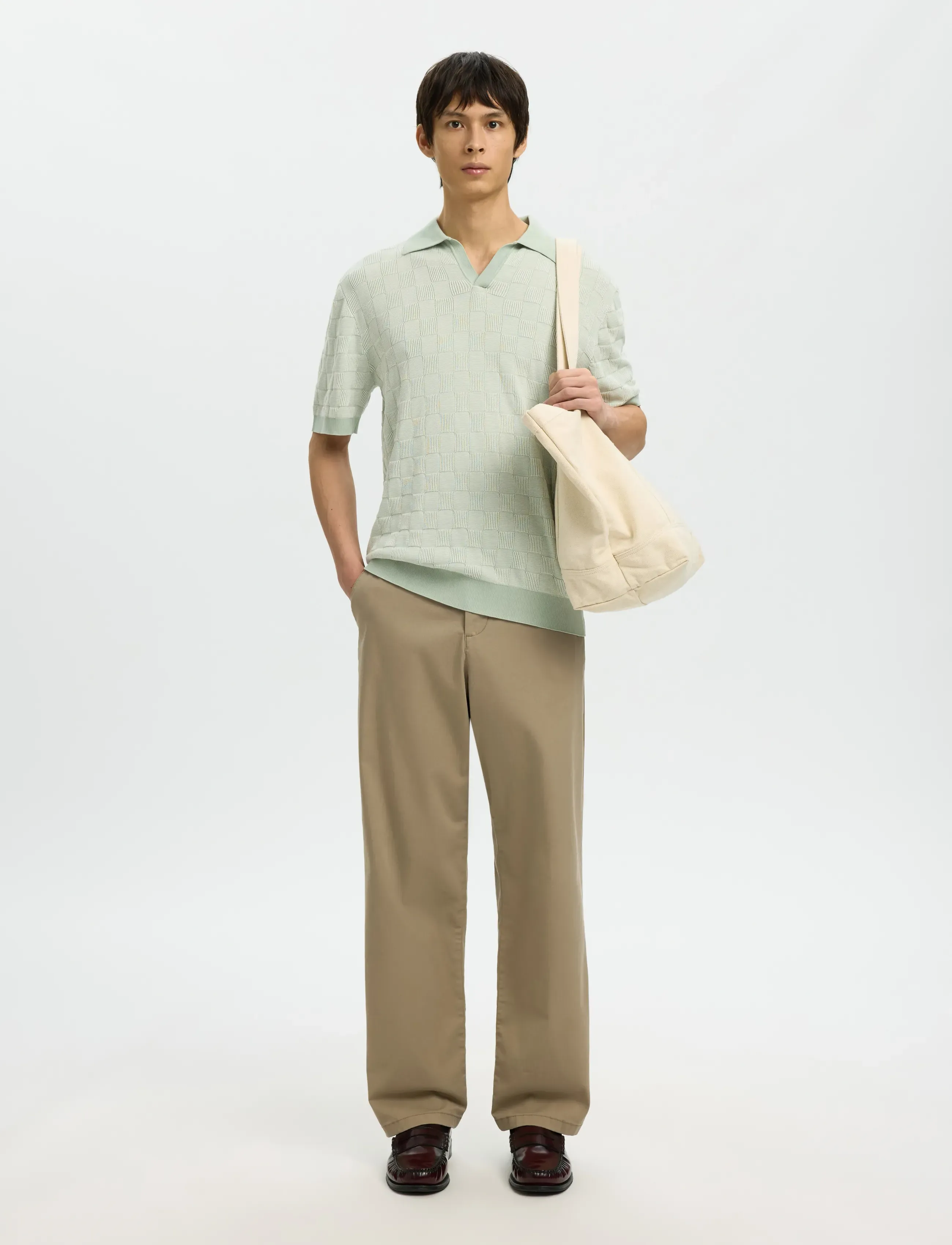Selected - SLHMILAS SS KNIT RELAXED COLOR OPEN POLO - shop efter anledning - aqua gray - 5