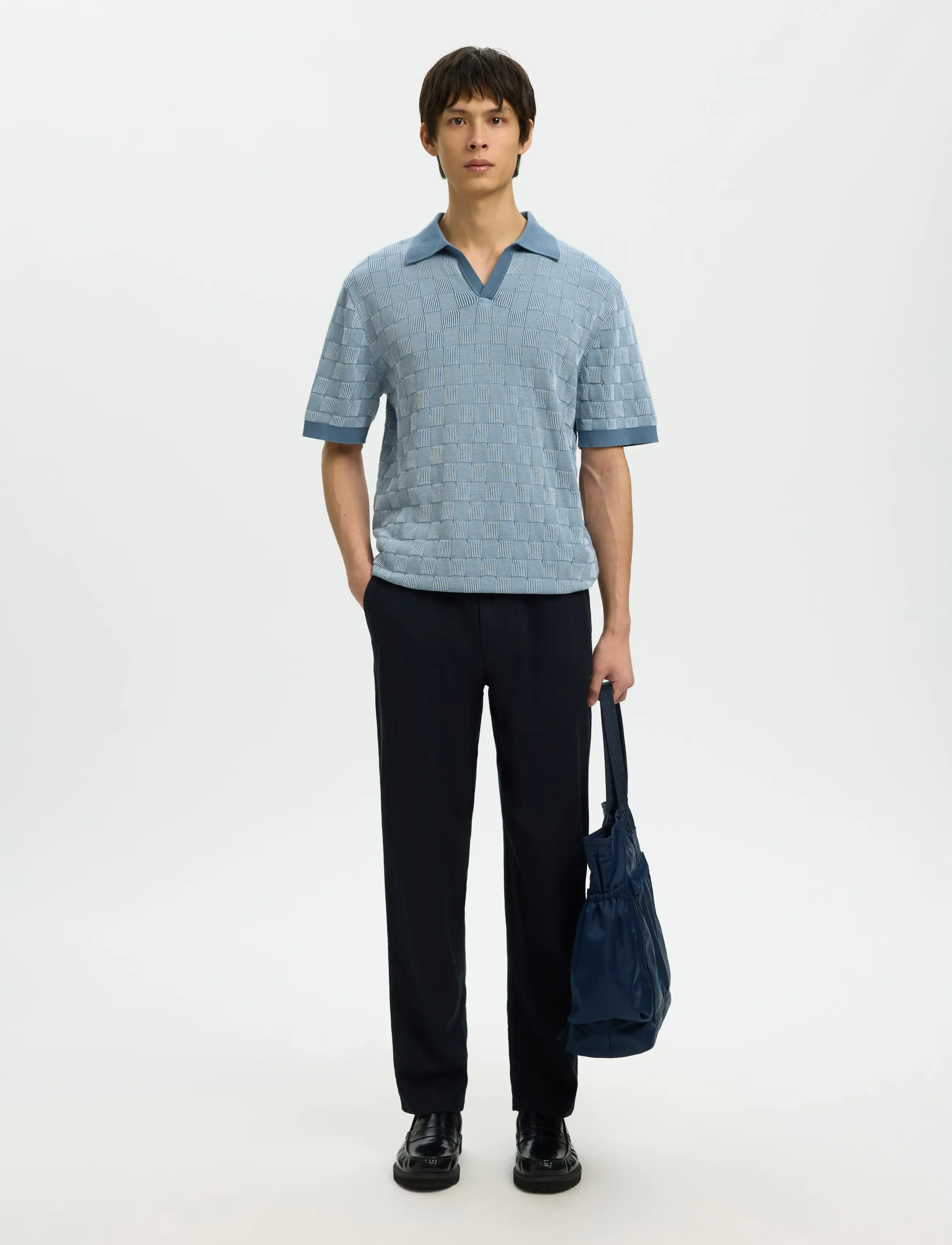 Selected - SLHMILAS SS KNIT RELAXED COLOR OPEN POLO - polostrik - blue mirage - 3