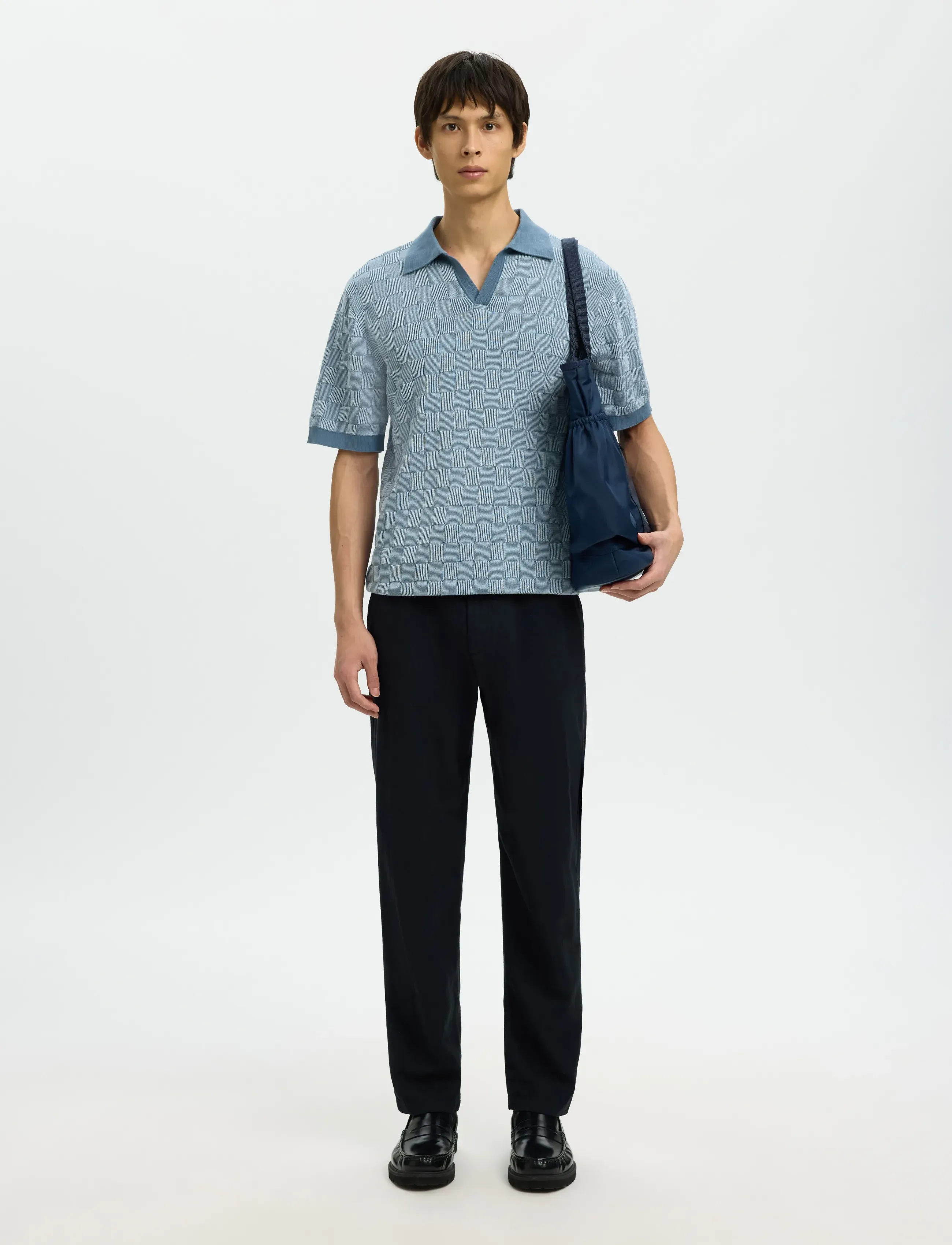 Selected - SLHMILAS SS KNIT RELAXED COLOR OPEN POLO - polostrik - blue mirage - 5