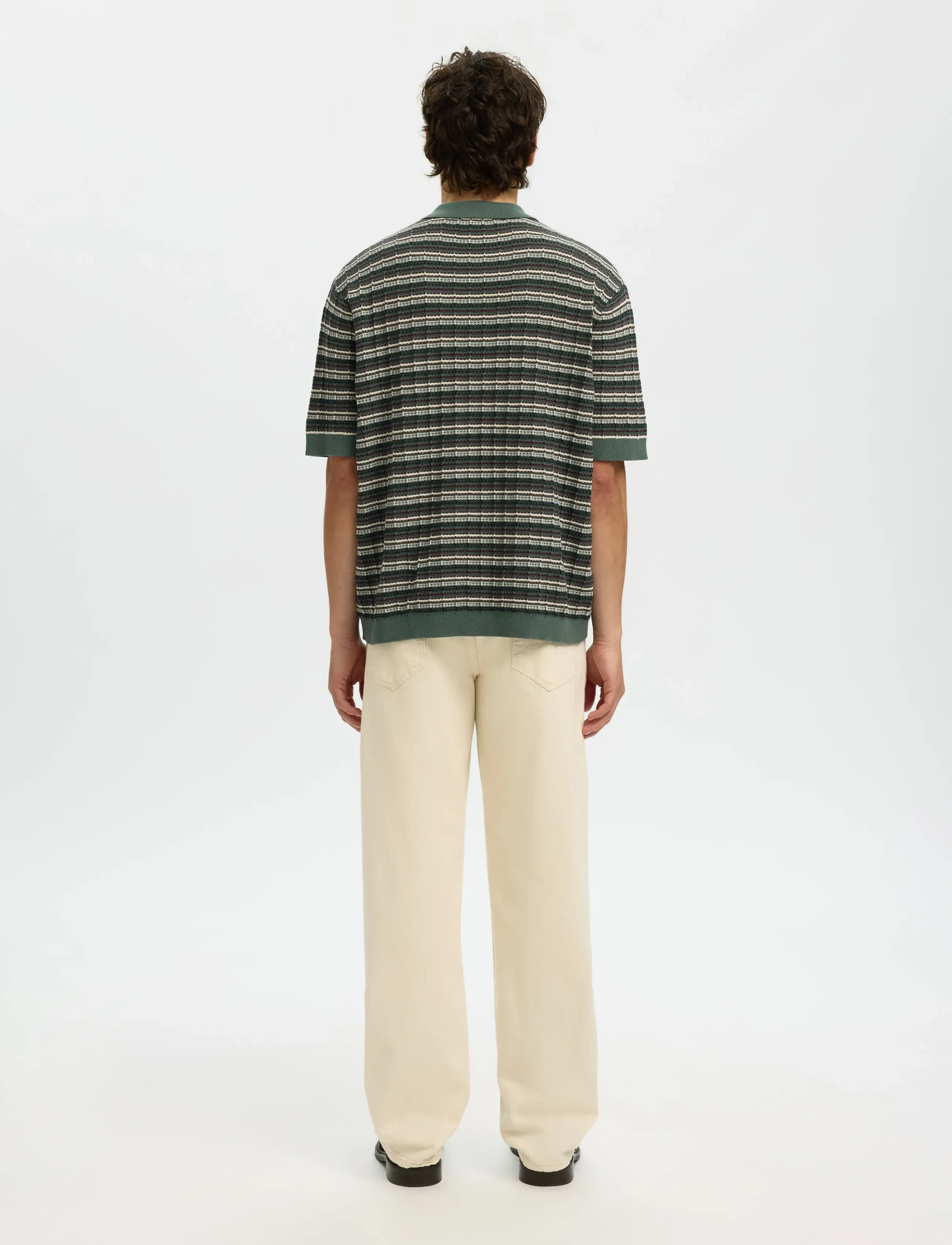 Selected - SLHDANE SS KNIT COLOR STRUCTURE POLO - kootud polosärgid - balsam green - 2