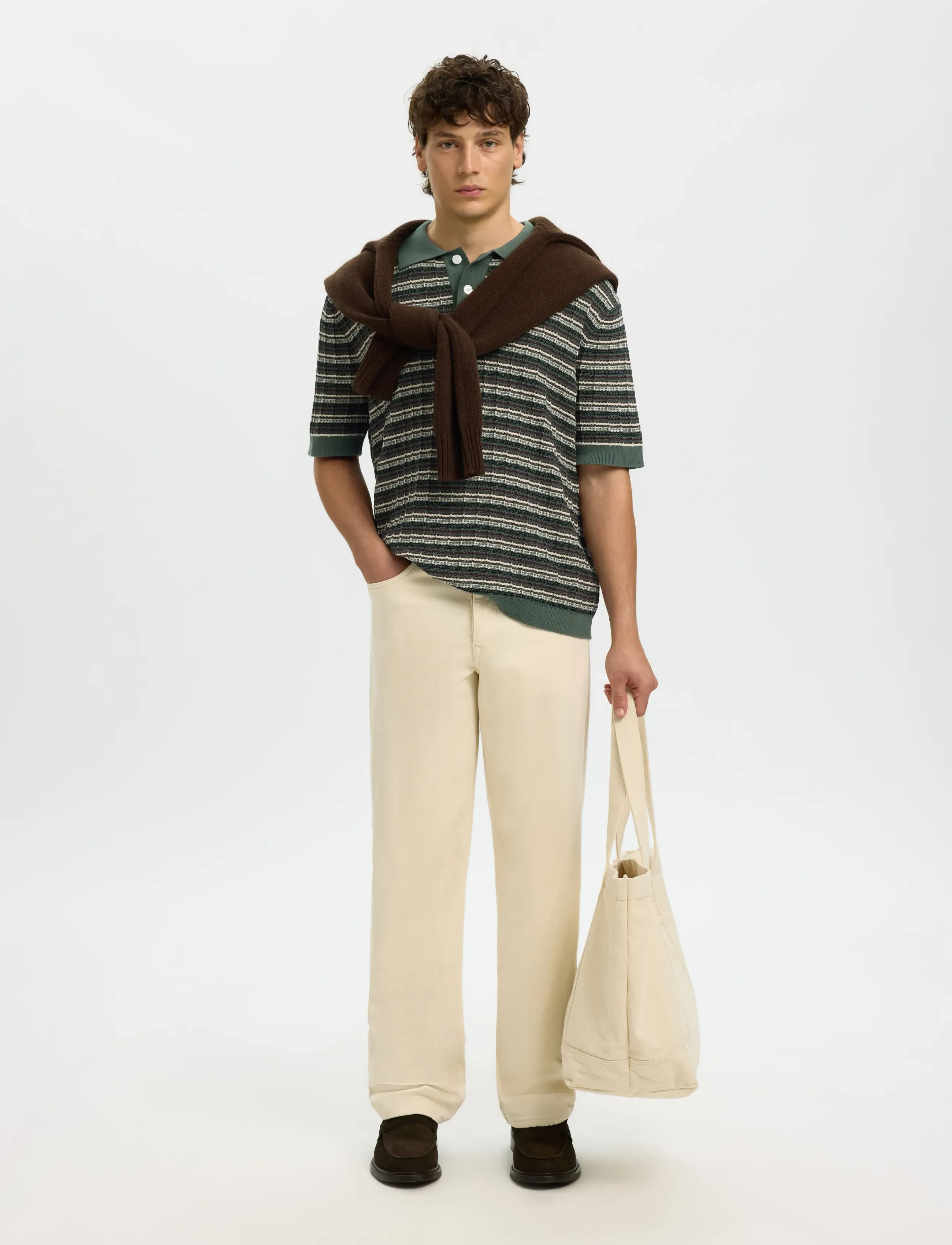Selected - SLHDANE SS KNIT COLOR STRUCTURE POLO - kootud polosärgid - balsam green - 5