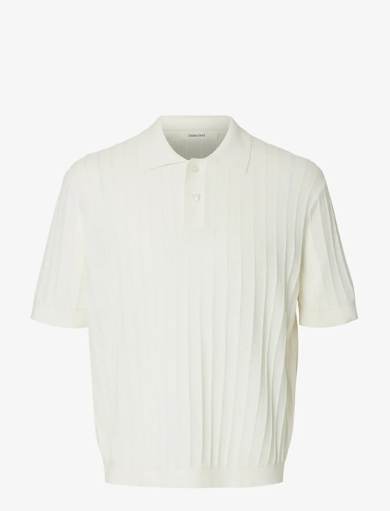 Selected - SLHDANE SS KNIT COLOR STRUCTURE POLO - polostrik - egret - 1
