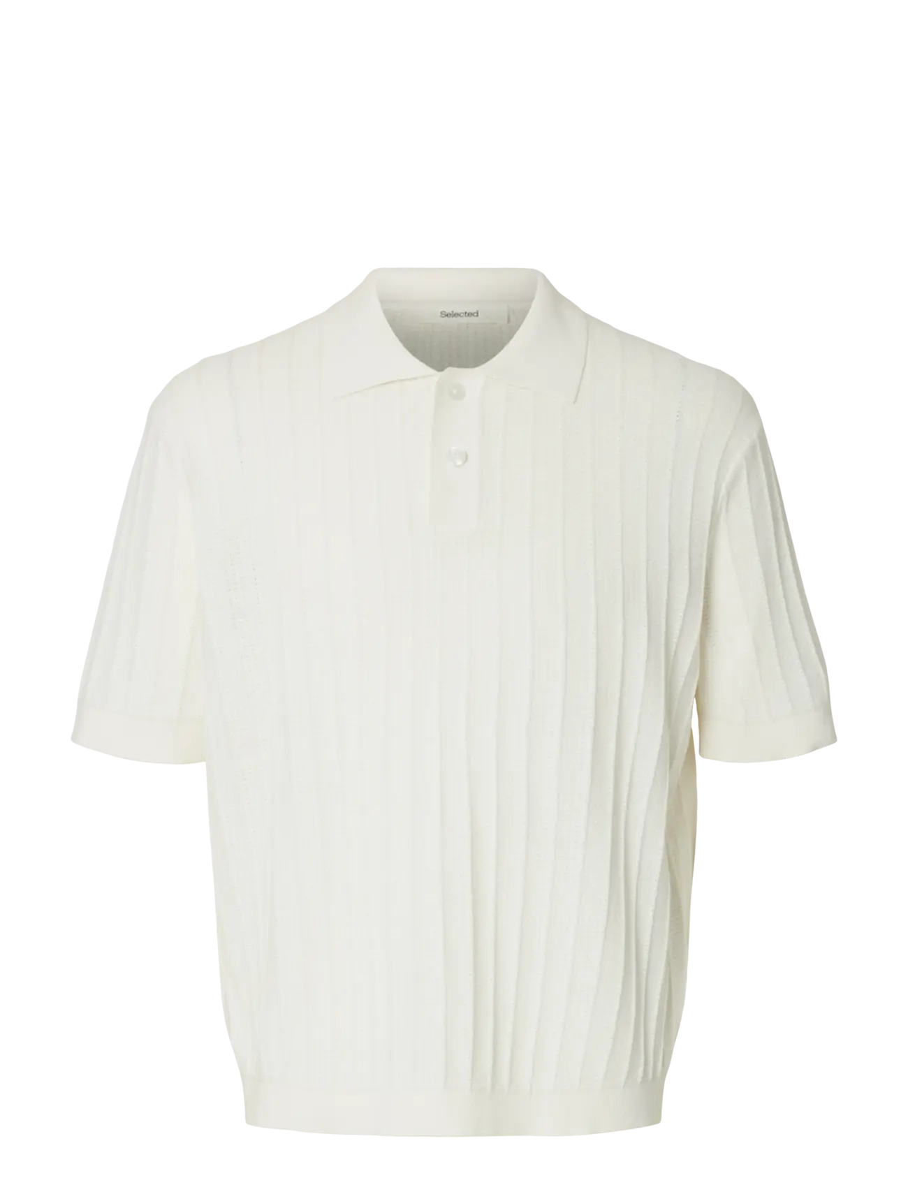 Selected SLHDANE SS KNIT COLOR STRUCTURE POLO - Trøjer - EGRET / white