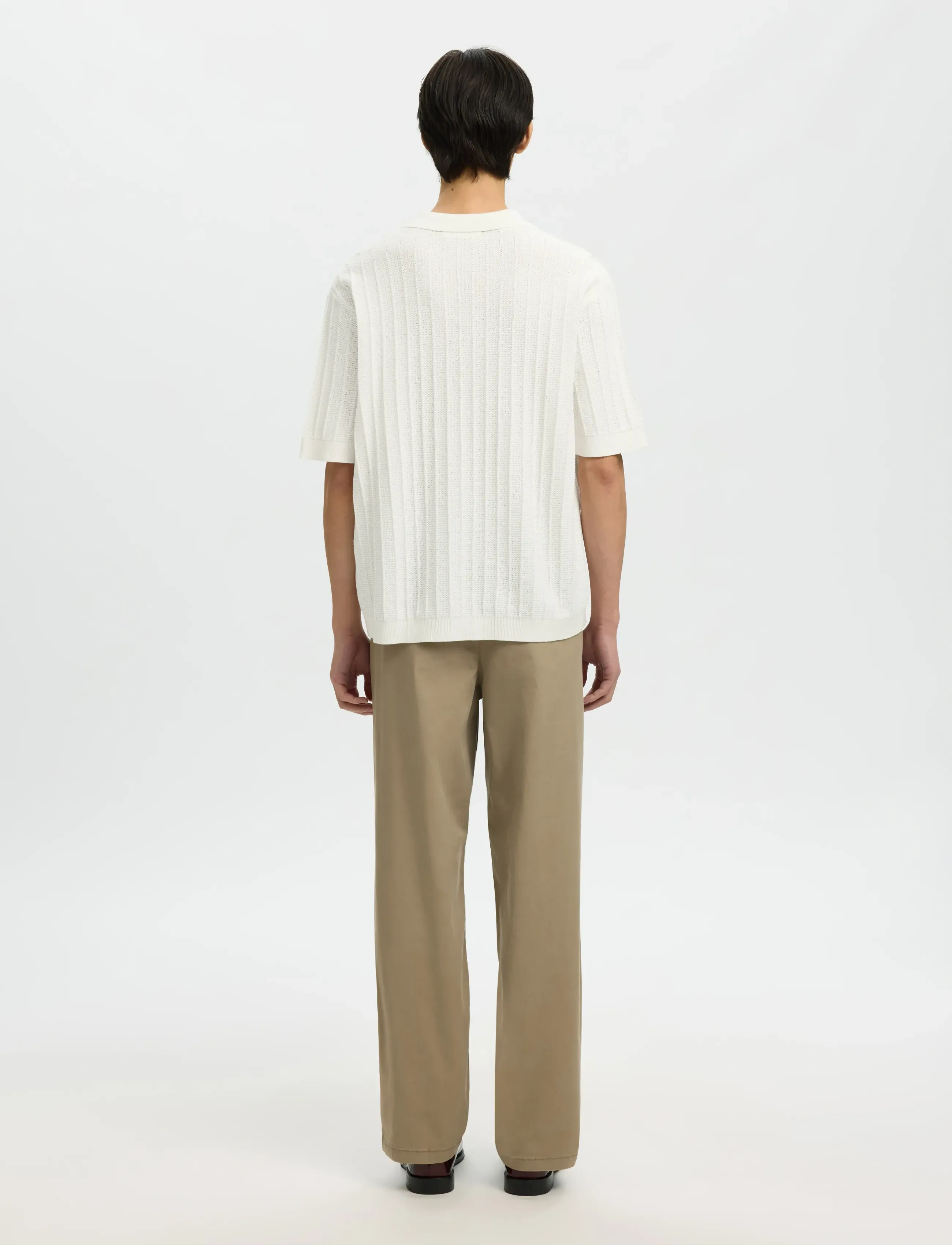 Selected - SLHDANE SS KNIT COLOR STRUCTURE POLO - kootud polosärgid - egret - 2