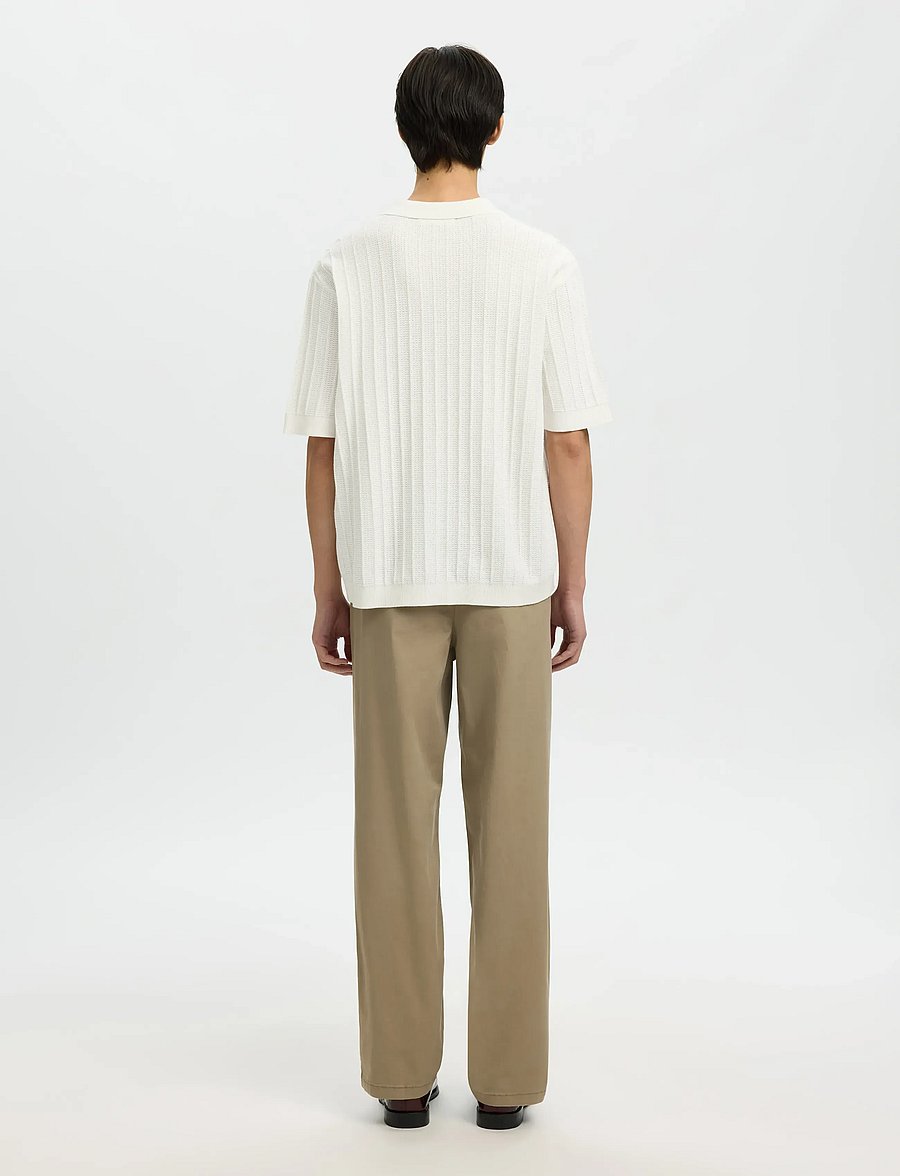 Selected - SLHDANE SS KNIT COLOR STRUCTURE POLO - polostrik - egret - 2