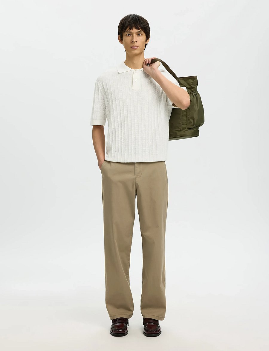 Selected - SLHDANE SS KNIT COLOR STRUCTURE POLO - polostrik - egret - 5