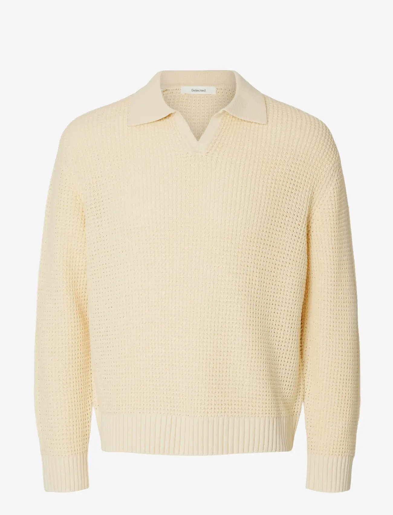 Selected - SLHDERECK LIGHT KNIT RELAXED OPEN POLO - gestrickte polohemden - angora - 1