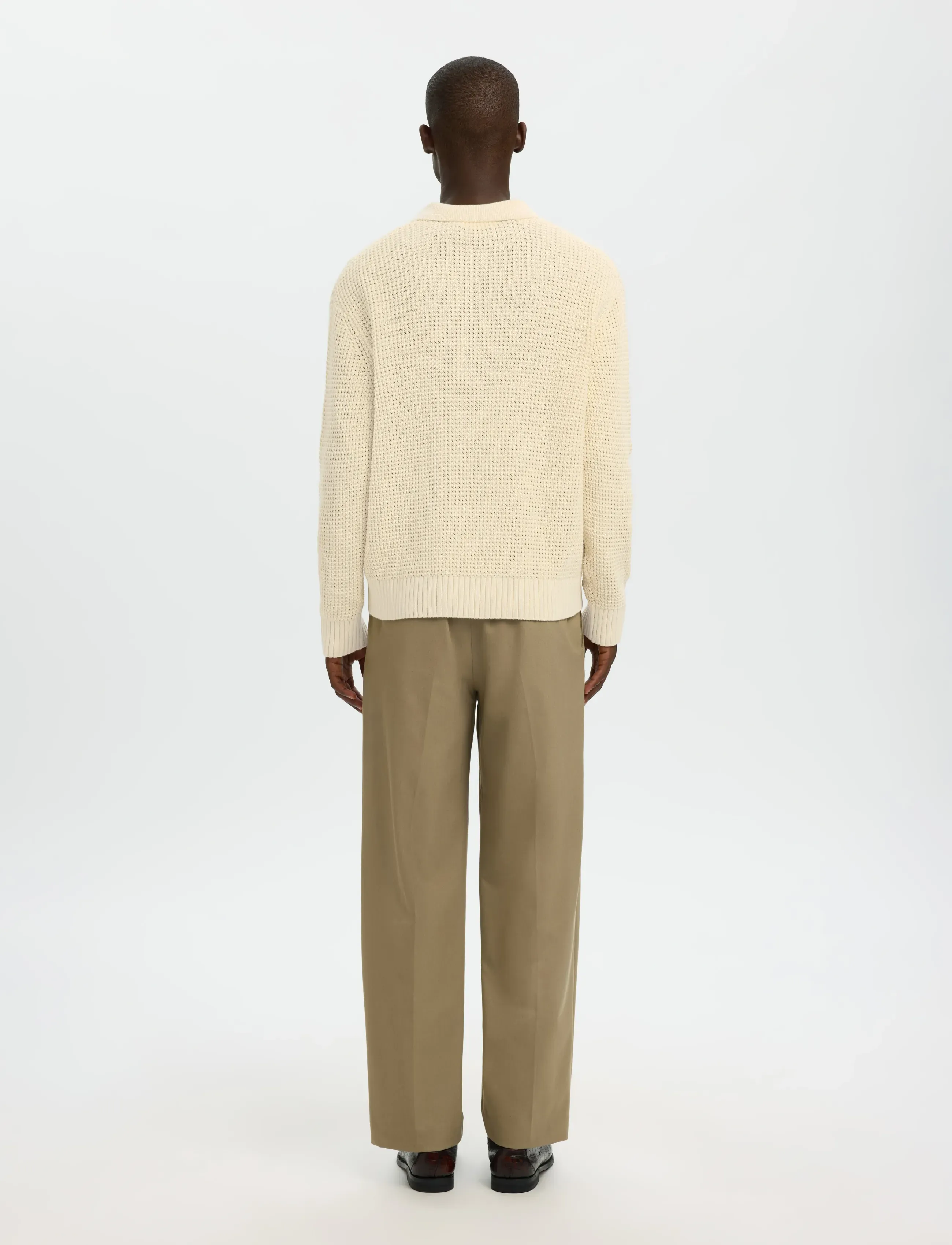 Selected - SLHDERECK LIGHT KNIT RELAXED OPEN POLO - poloer i strik med lange ærmer - angora - 2