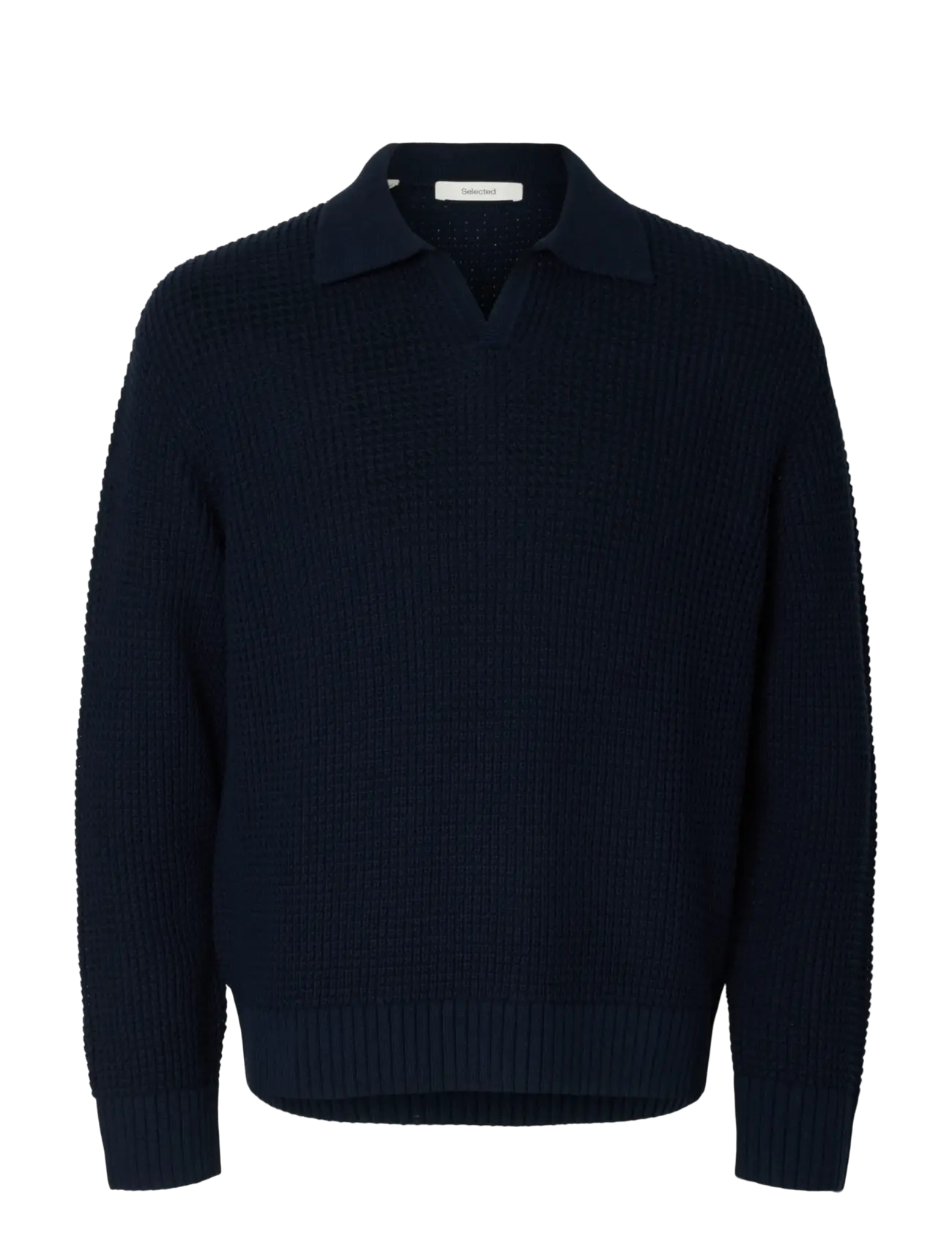 Selected SLHDERECK LIGHT KNIT RELAXED OPEN POLO - Strik - SKY CAPTAIN / navy