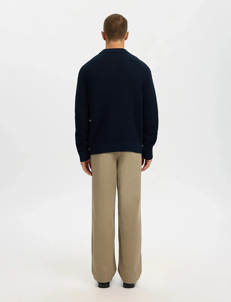 Selected - SLHDERECK LIGHT KNIT RELAXED OPEN POLO - kootud polosärgid - sky captain - 2