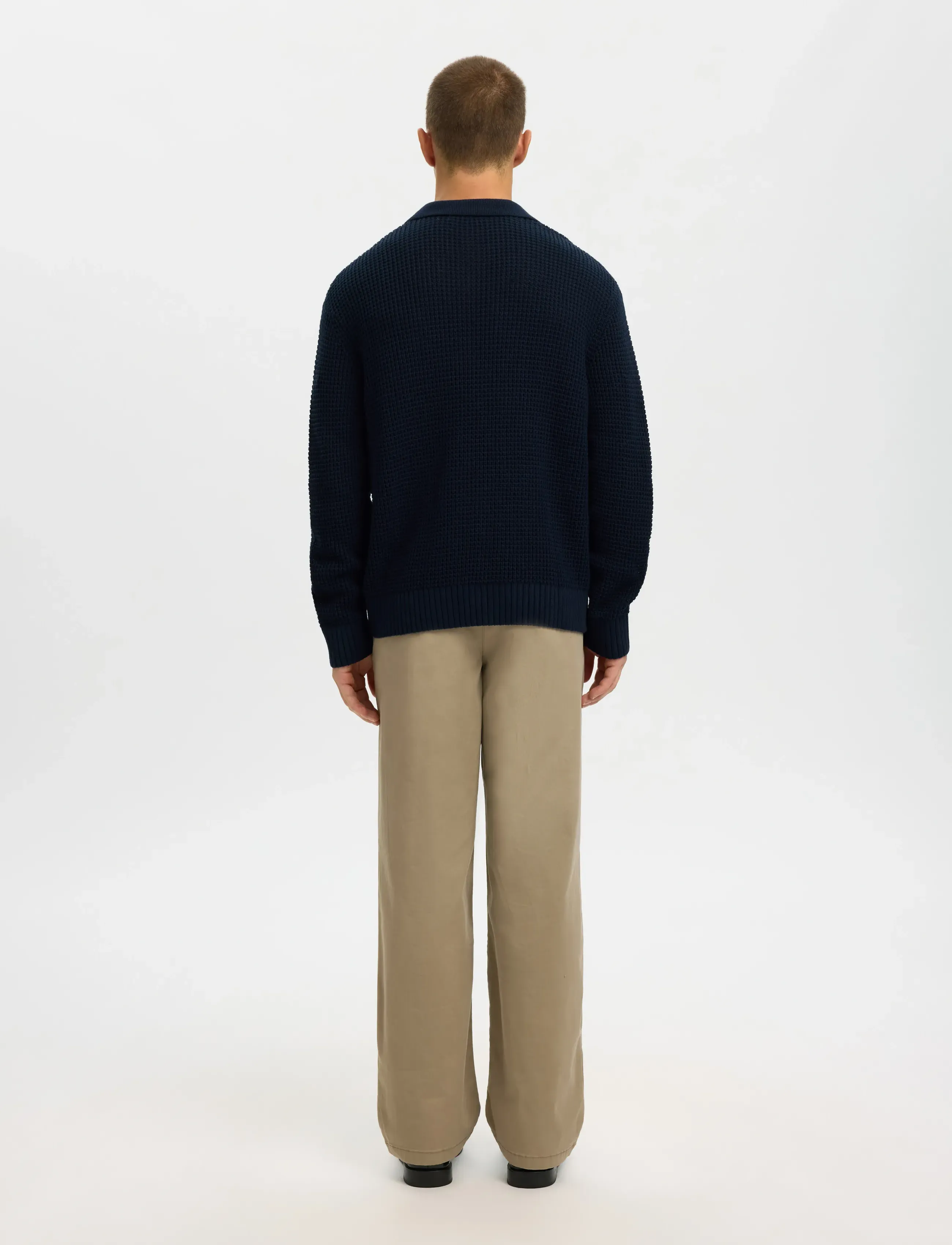 Selected - SLHDERECK LIGHT KNIT RELAXED OPEN POLO - poloer i strik med lange ærmer - sky captain - 2