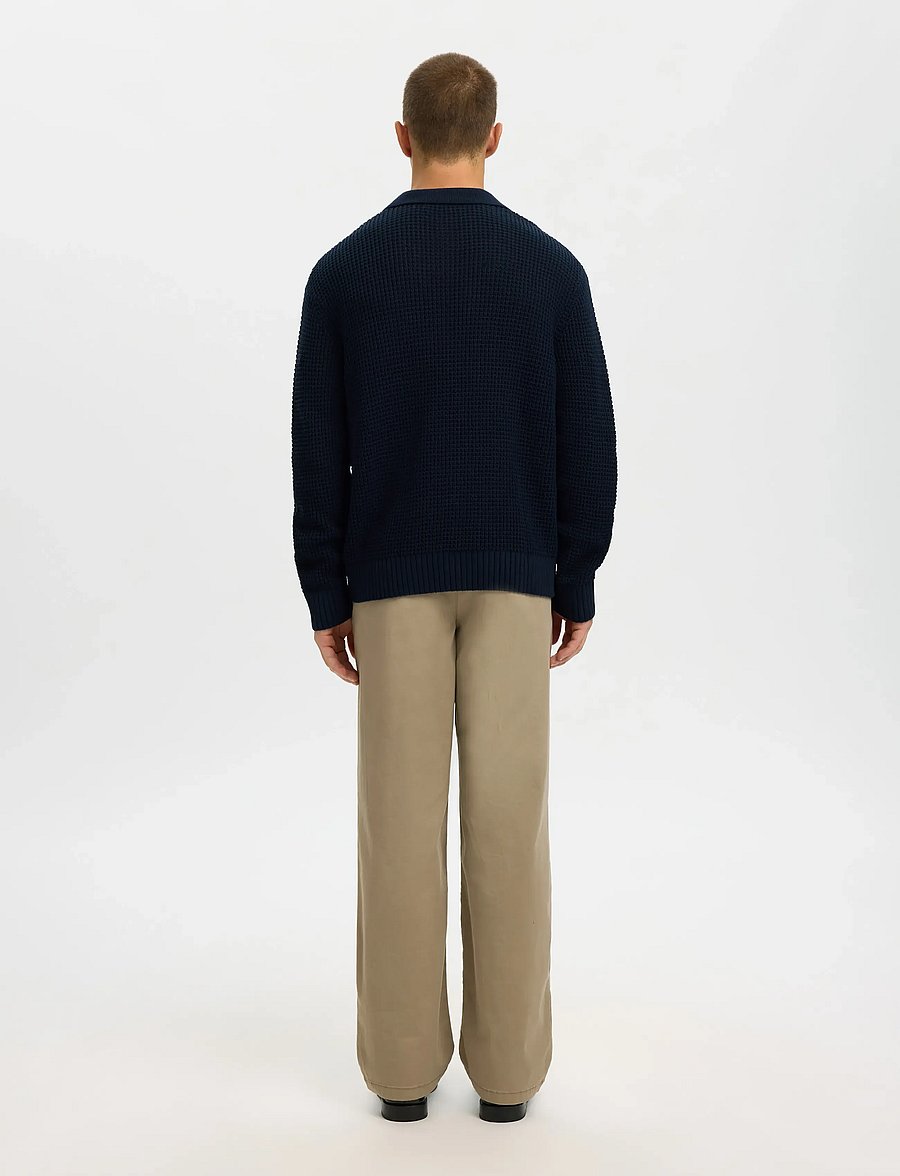 Selected - SLHDERECK LIGHT KNIT RELAXED OPEN POLO - polos en tricot à manches longues - sky captain - 2