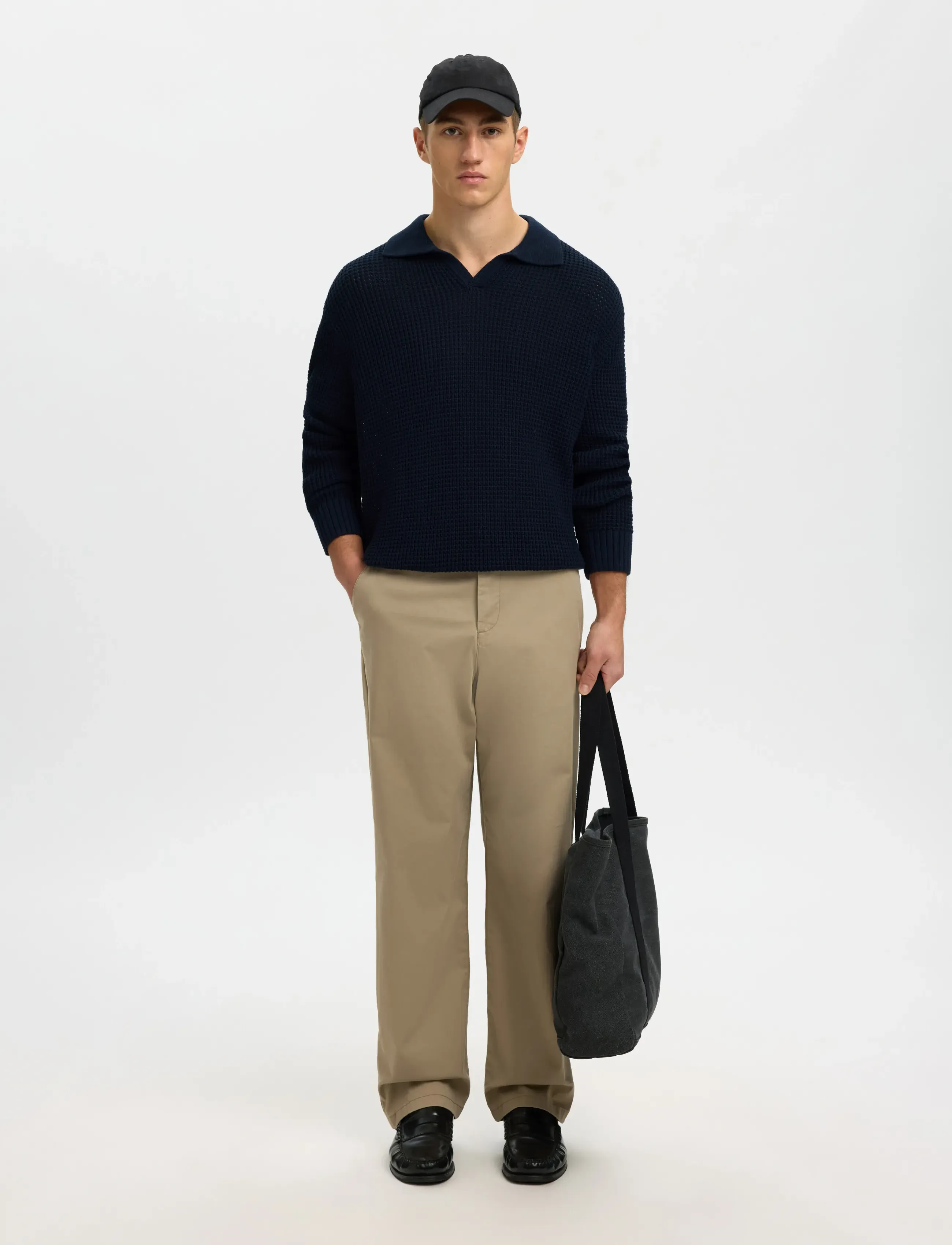 Selected - SLHDERECK LIGHT KNIT RELAXED OPEN POLO - poloer i strik med lange ærmer - sky captain - 5