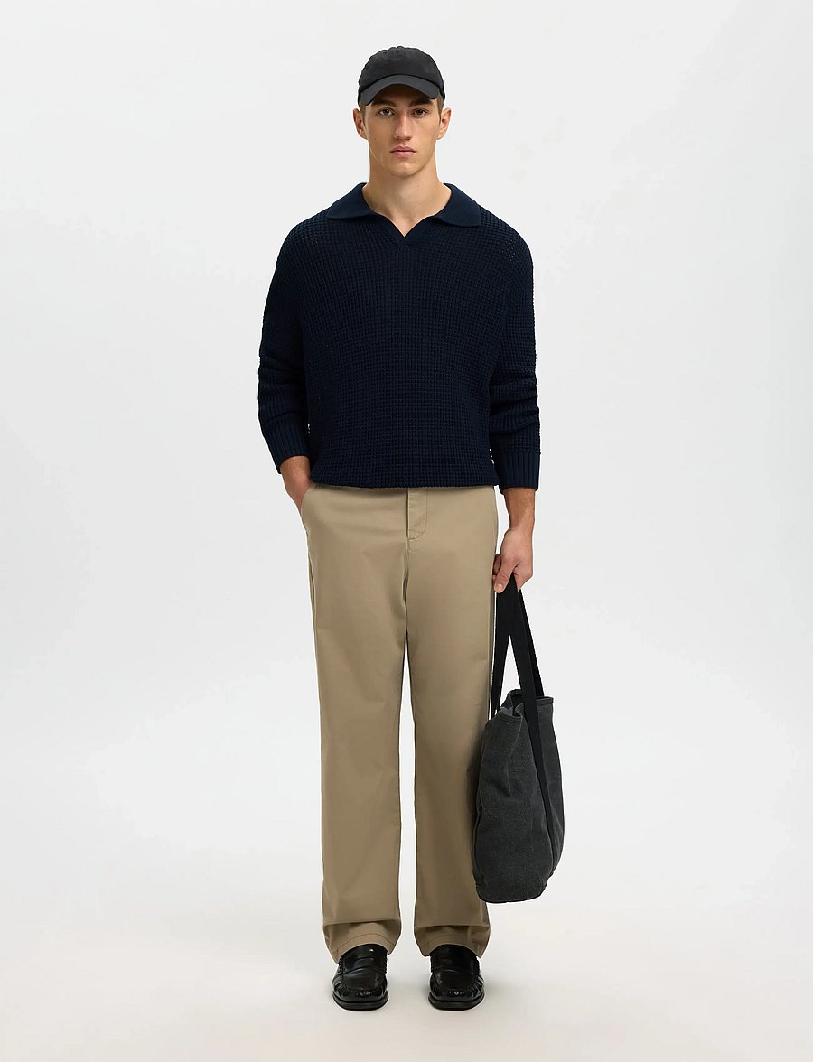 Selected - SLHDERECK LIGHT KNIT RELAXED OPEN POLO - polos en tricot à manches longues - sky captain - 5