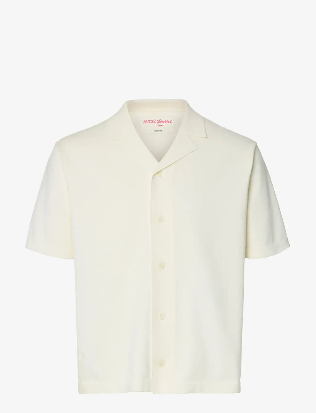 Selected - SLHAMOUR INTARSIA RELAXED POLO CARDIGAN - gestrickte polohemden - egret - 1