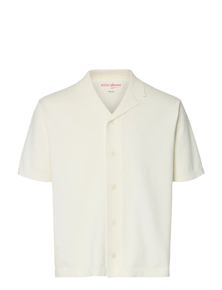 Selected - SLHAMOUR INTARSIA RELAXED POLO CARDIGAN - knitted polos - egret - 1