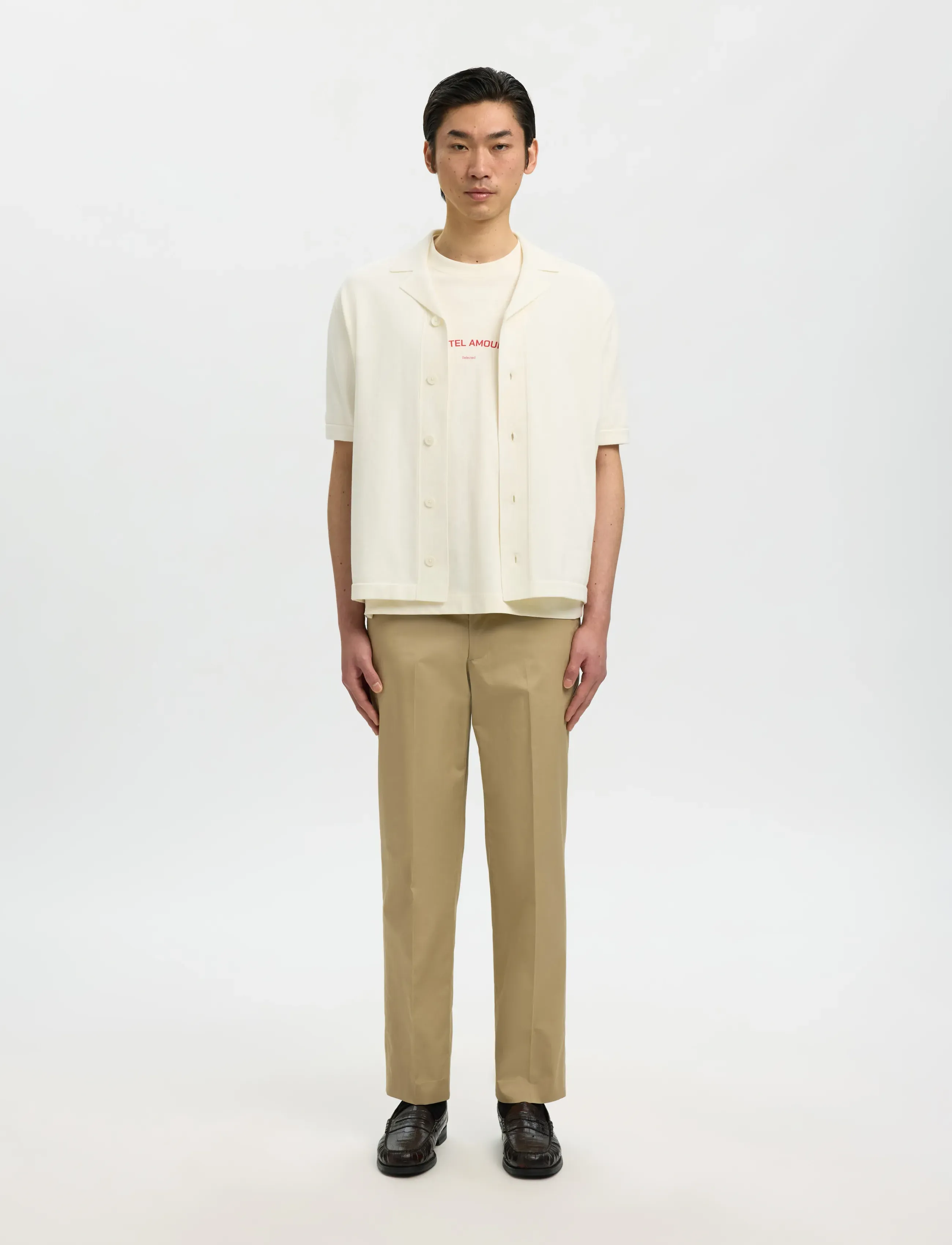 Selected - SLHAMOUR INTARSIA RELAXED POLO CARDIGAN - langärmlige strick-polohemden - egret - 3