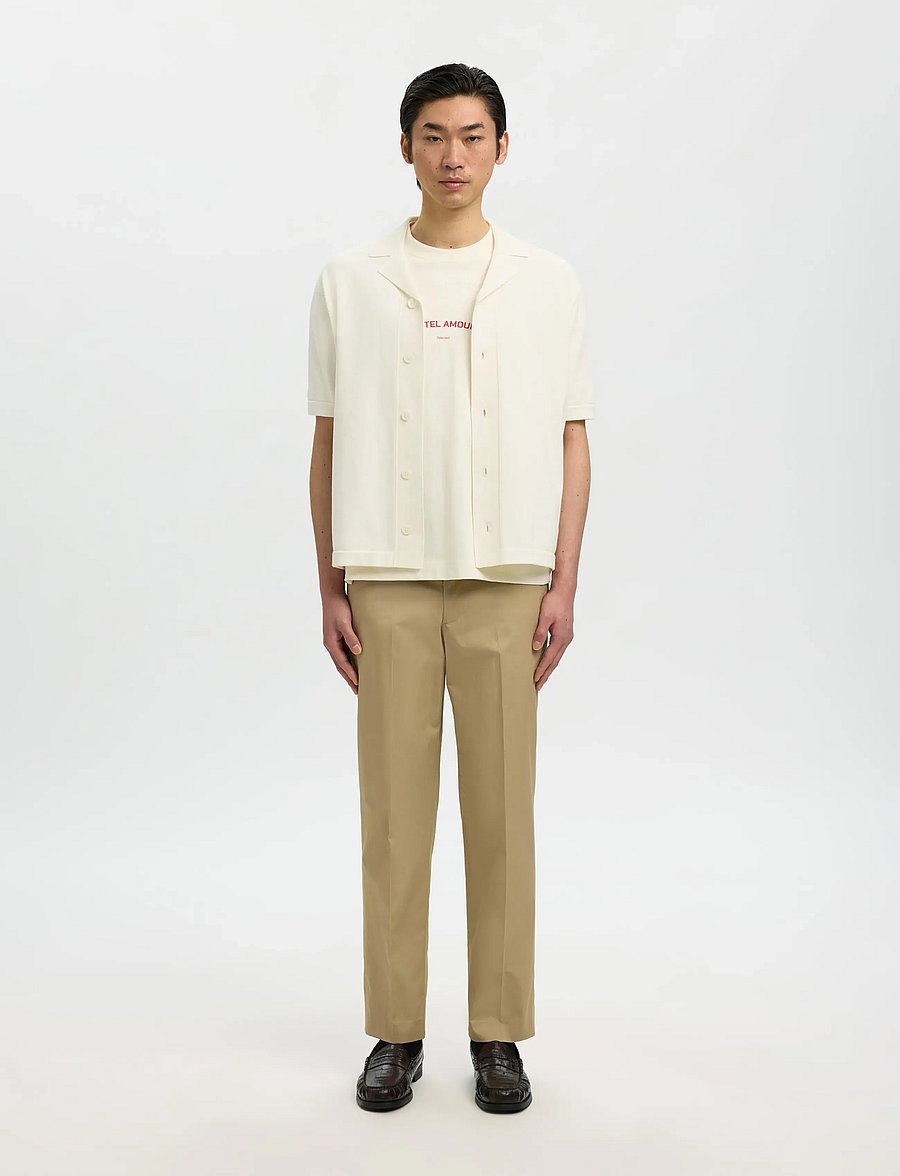 Selected - SLHAMOUR INTARSIA RELAXED POLO CARDIGAN - knitted polos - egret - 3