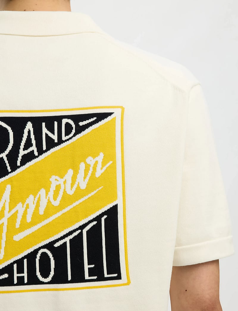 Selected - SLHAMOUR INTARSIA RELAXED POLO CARDIGAN - gestrickte polohemden - egret - 4