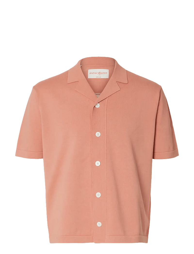 Selected - SLHAMOUR INTARSIA RELAXED POLO CARDIGAN - kootud polosärgid - rose dawn - 1