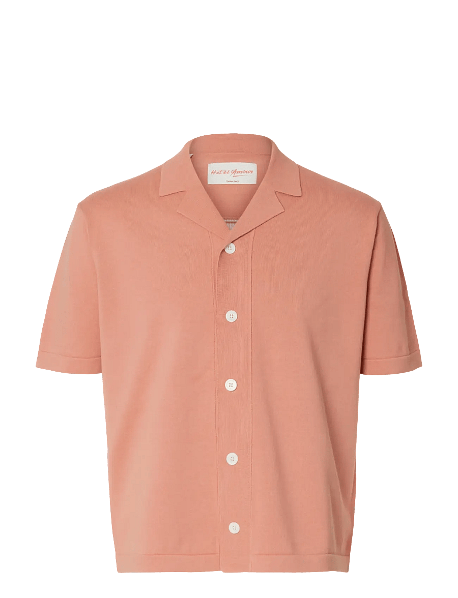 Selected - SLHAMOUR INTARSIA RELAXED POLO CARDIGAN - kootud polosärgid - rose dawn - 1
