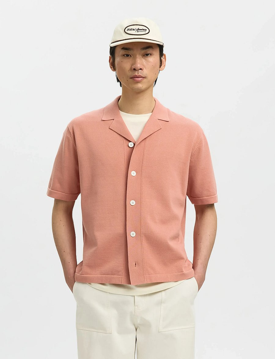 Selected - SLHAMOUR INTARSIA RELAXED POLO CARDIGAN - kootud polosärgid - rose dawn - 0
