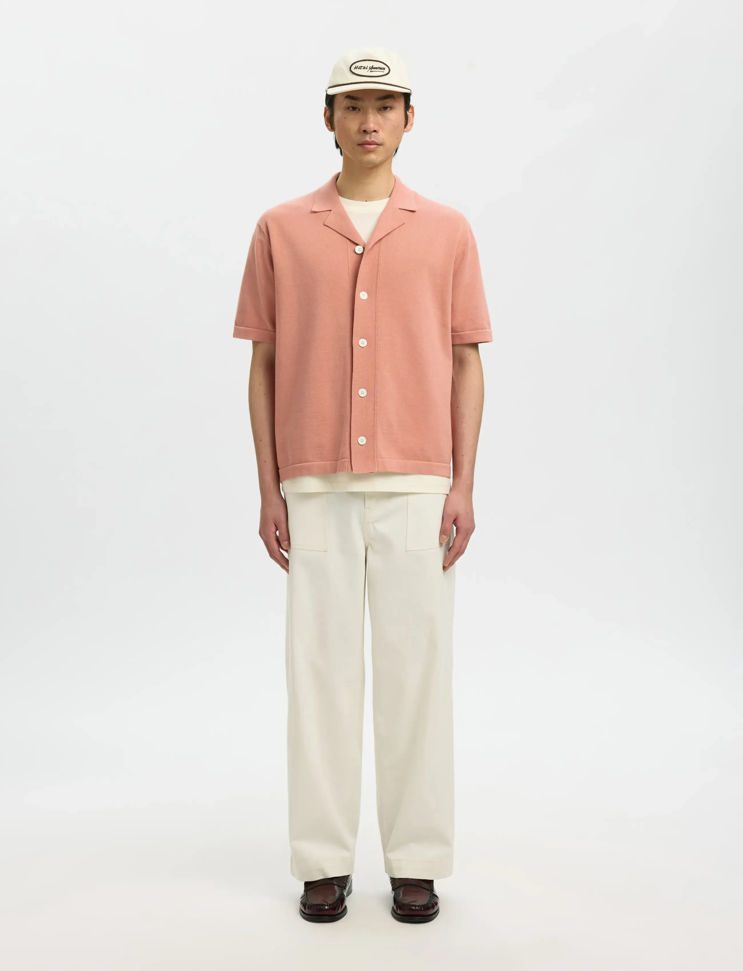Selected - SLHAMOUR INTARSIA RELAXED POLO CARDIGAN - langärmlige strick-polohemden - rose dawn - 4