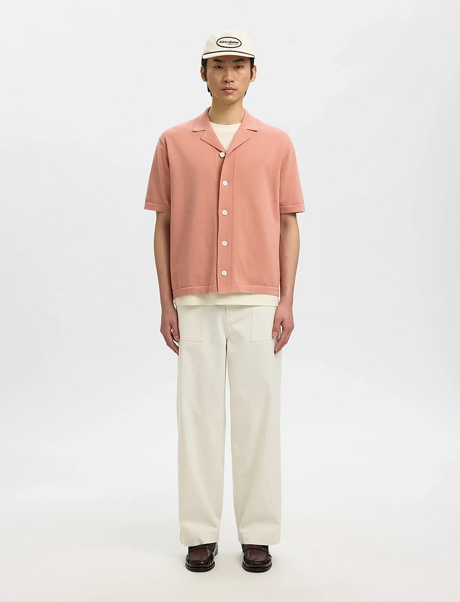 Selected - SLHAMOUR INTARSIA RELAXED POLO CARDIGAN - kootud polosärgid - rose dawn - 4