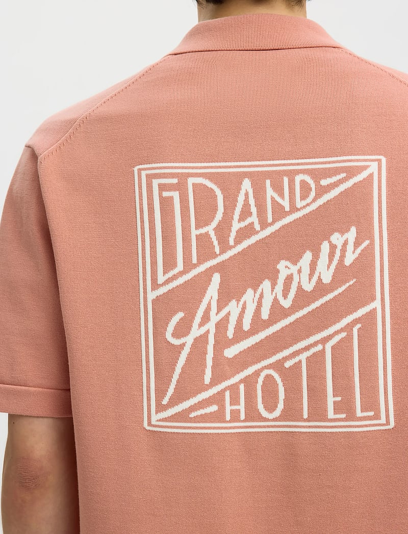 Selected - SLHAMOUR INTARSIA RELAXED POLO CARDIGAN - kootud polosärgid - rose dawn - 5