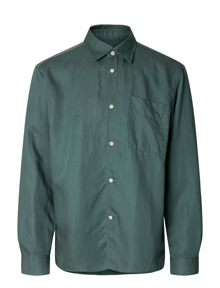 Selected - SLHRLXMIKA TENCEL BLEND LS SHIRT - freizeithemden - balsam green - 1