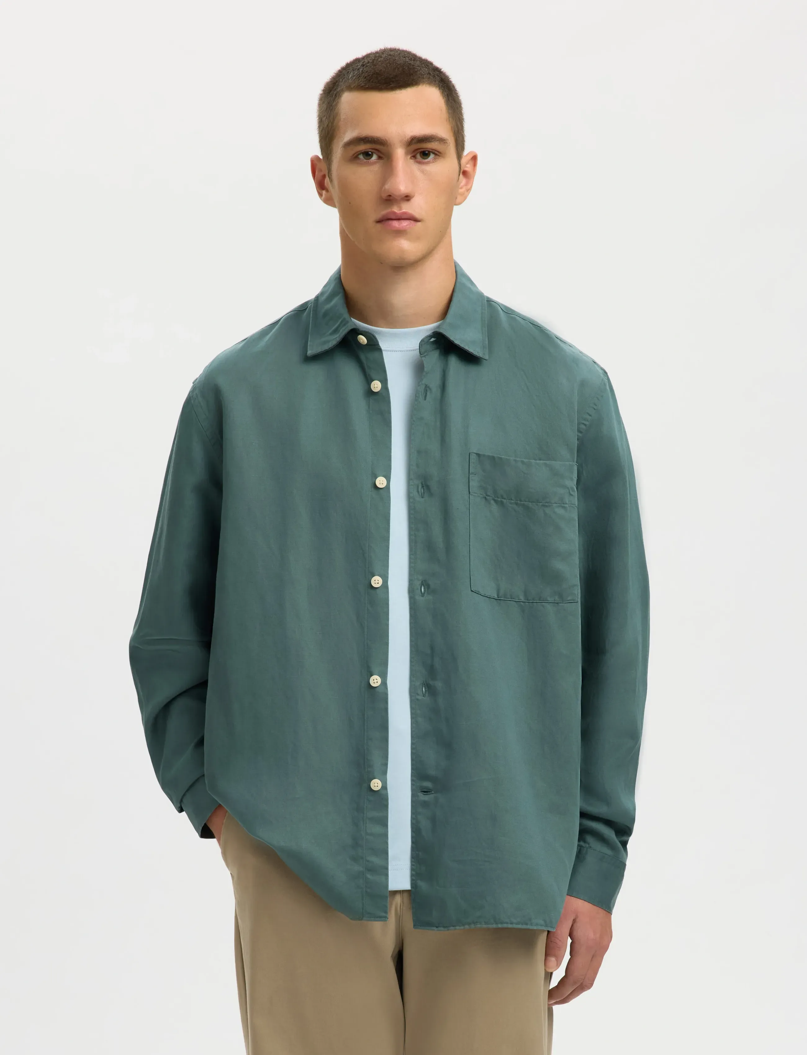 Selected SLHRLXMIKA TENCEL BLEND LS SHIRT - Kläder - BALSAM GREEN / green