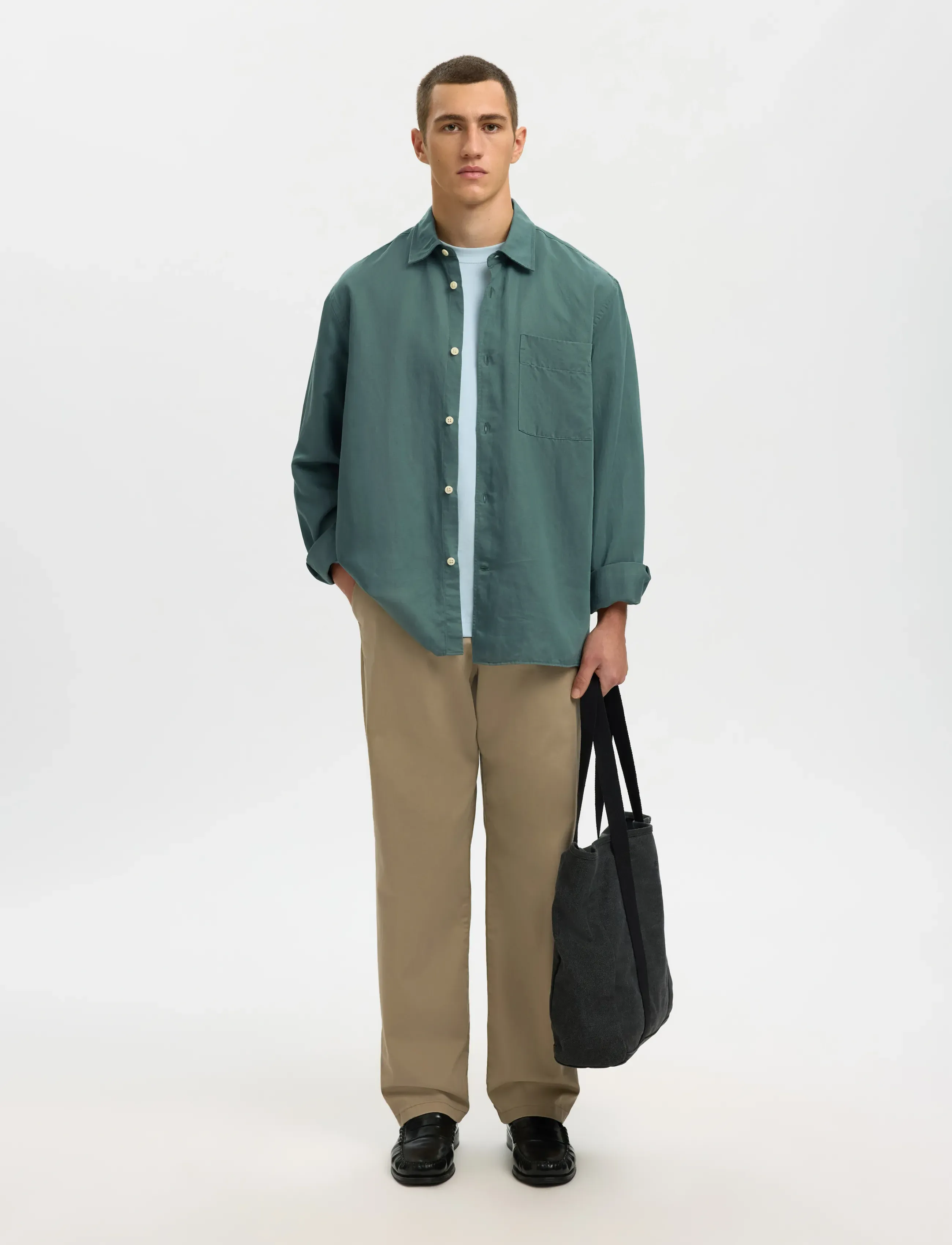 Selected - SLHRLXMIKA TENCEL BLEND LS SHIRT - freizeithemden - balsam green - 4