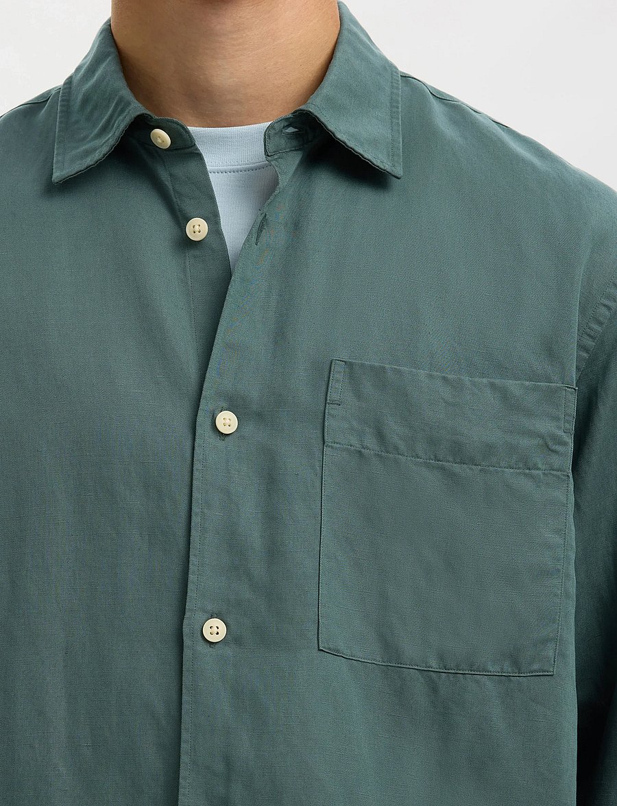 Selected - SLHRLXMIKA TENCEL BLEND LS SHIRT - freizeithemden - balsam green - 5