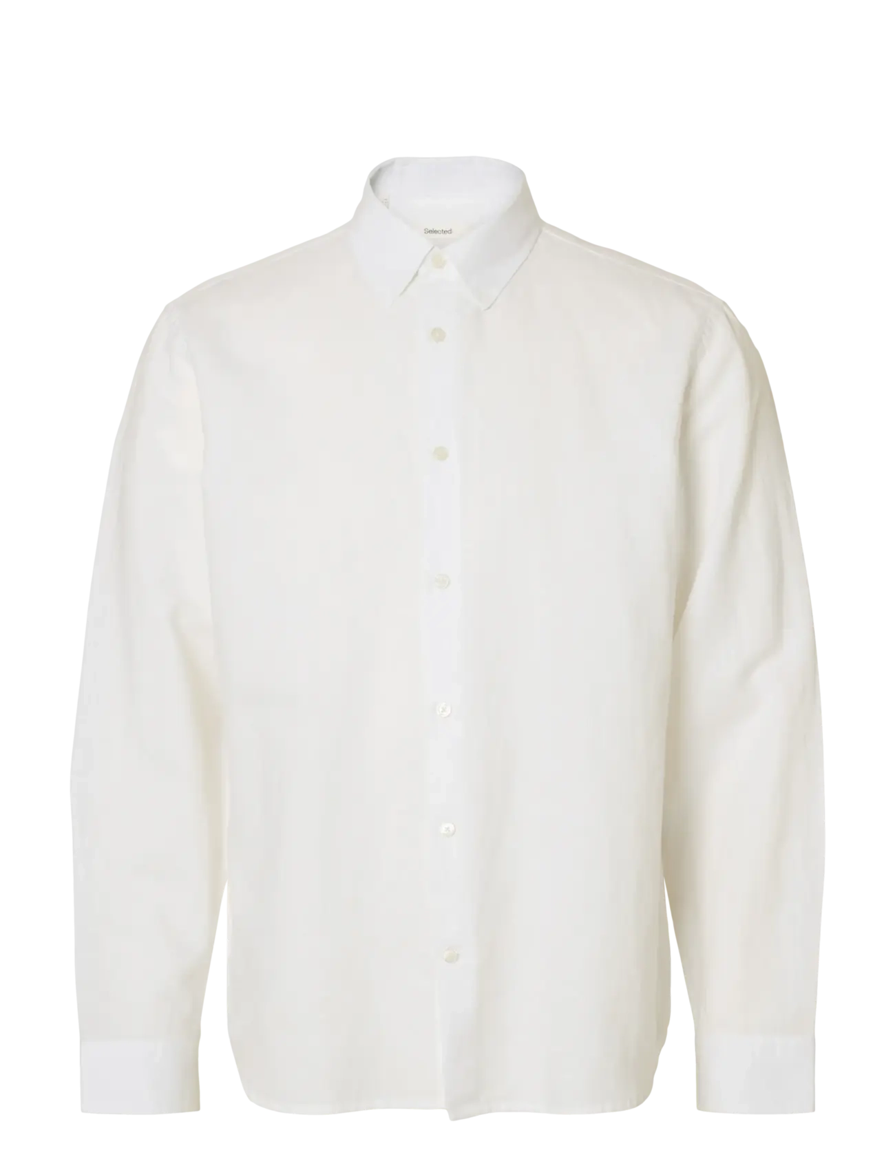 Selected SLMREGCLAUS CLAY LINENBLEND LS SHT NOOS - Skjorter - BRIGHT WHITE / cream
