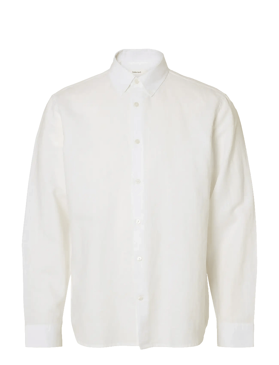 Selected - SLMREGCLAY LINENBLEND LS SHIRT CLA NOOS - casual skjorter - bright white - 1
