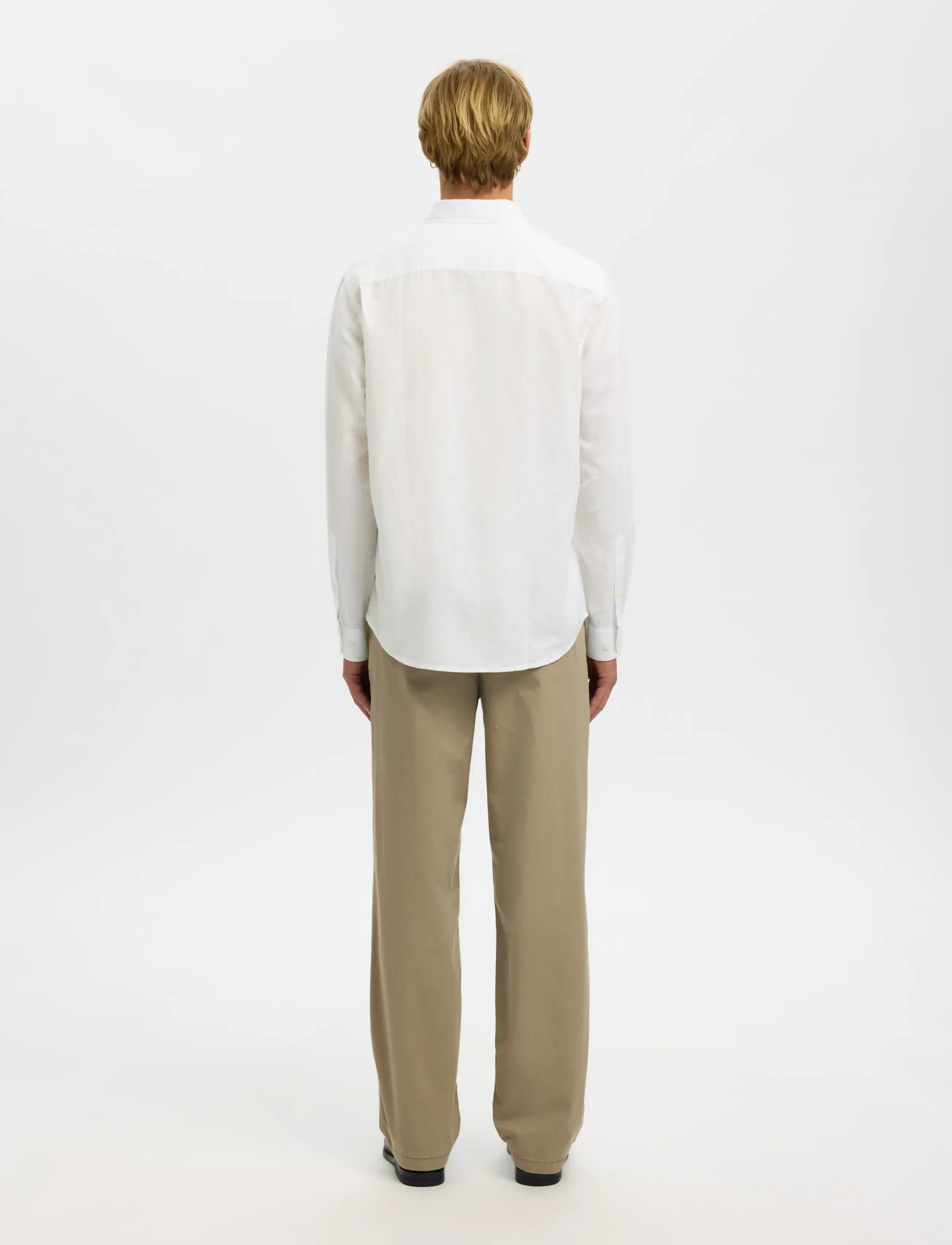 Selected - SLMREGCLAY LINENBLEND LS SHIRT CLA NOOS - casual skjorter - bright white - 2