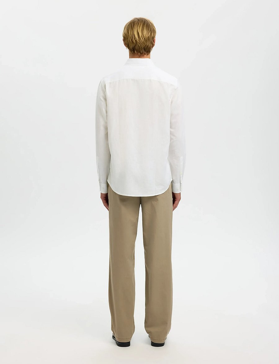Selected - SLMREGCLAY LINENBLEND LS SHIRT CLA NOOS - casual skjorter - bright white - 2