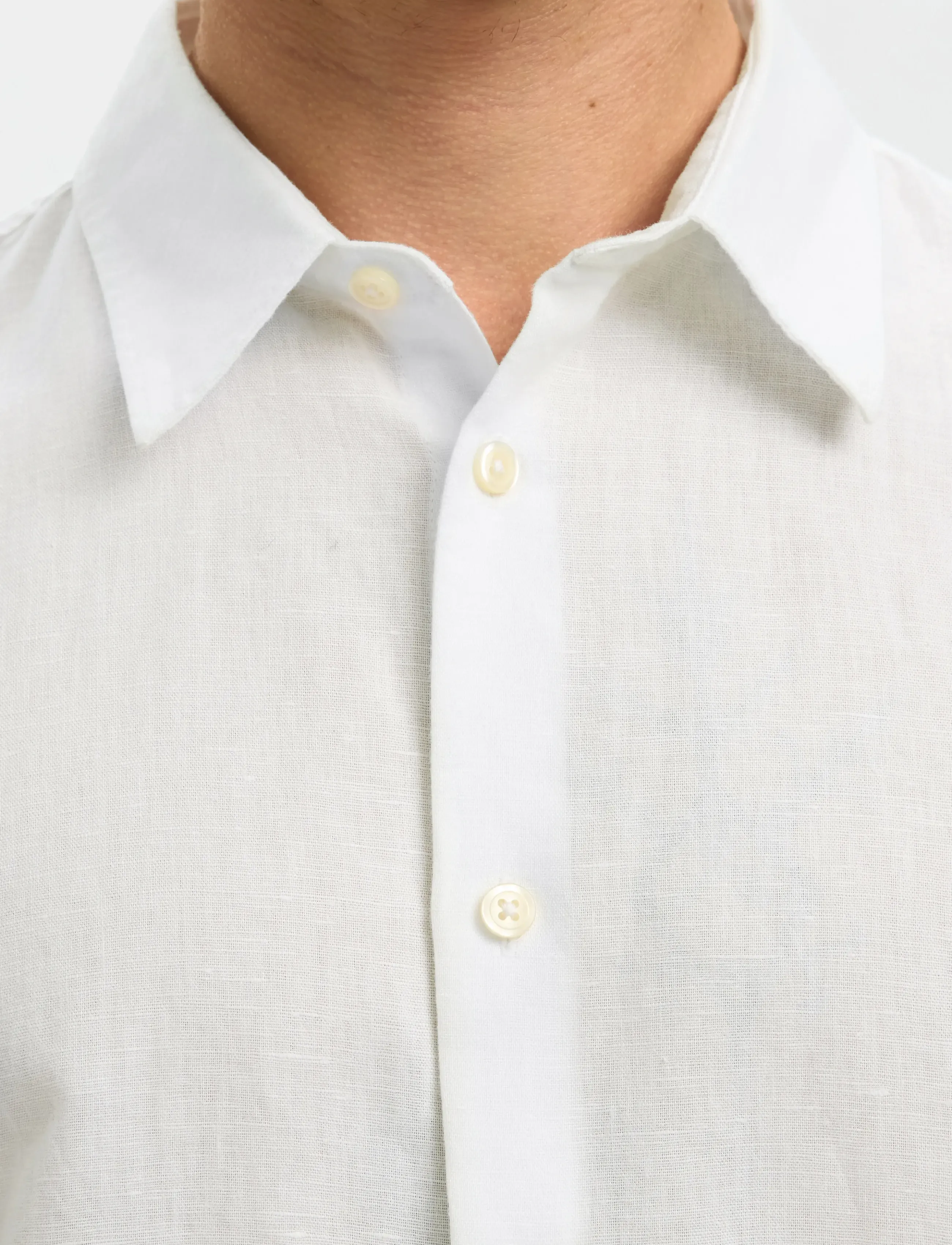 Selected - SLMREGCLAY LINENBLEND LS SHIRT CLA NOOS - casual skjorter - bright white - 4