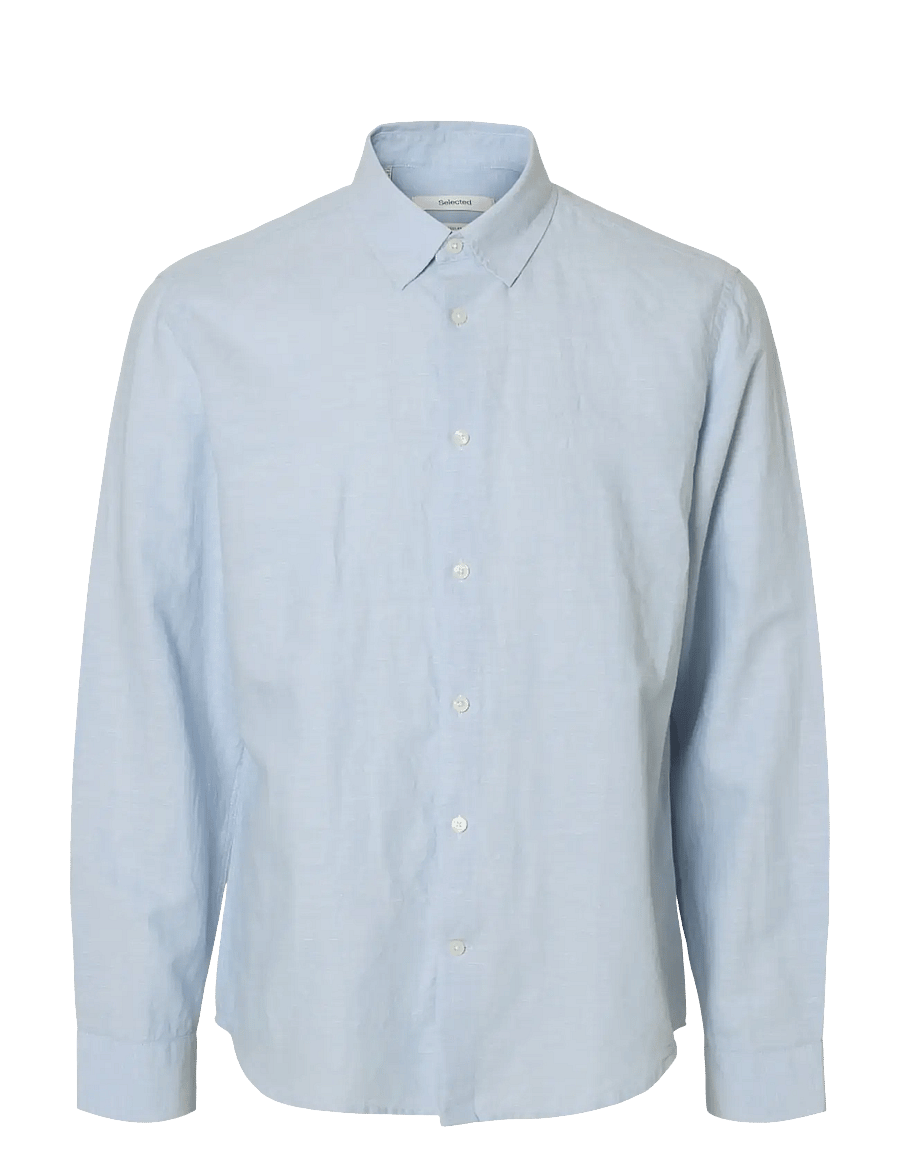 Selected - SLMREGCLAUS CLAY LINENBLEND LS SHT NOOS - casual skjorter - dusty blue - 1